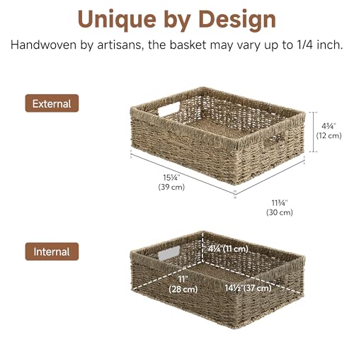Image of StorageWorks Pantry Baskets, Wicker Storage Baskets, Shallow Basket, 1-Pack