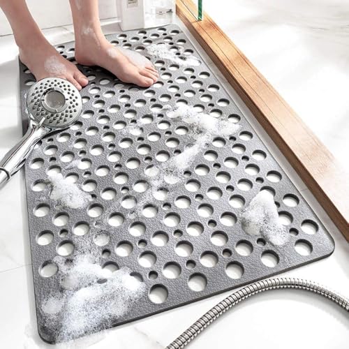 TEMIR Non Slip Bathtub Mat for Shower — Anti Skid Safety Mat with Strong Suction Cups, Quick Drain...