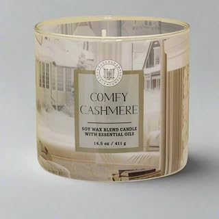 Habersham Candle- Comfy Cashmere 3 Wick Scented Candle for The Home, Soy Wax Blend Candle with Essential Oils, Highly Scented, Long-Lasting Fragrance, 14.5 oz, Up to 50 Hours