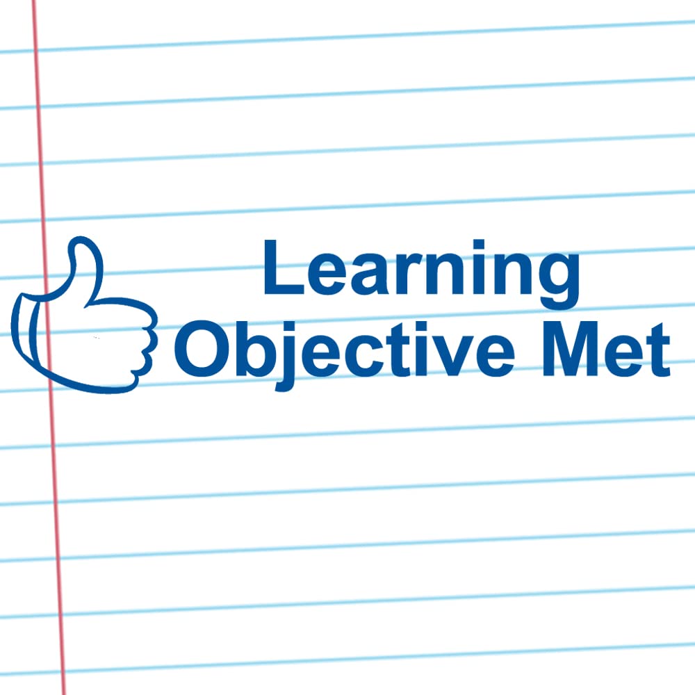 Classroom Capers Blue Learning Objective Met Teacher Stamp. Self-Inking, 10X39mm Image, For Teacher Marking And Feedback. Ink*