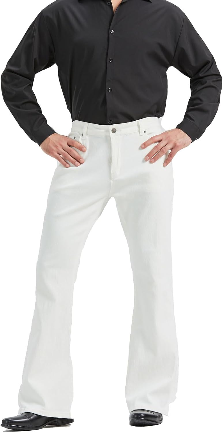 Men's Relaxed Vintage 60s 70s Bell Bottom Stretch Fit Classic Comfort Flared Flares Retro Leg Disco Denim Jeans Pants