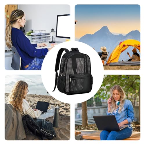 Mesh Backpack See Through Backpack with Adjustable Straps College Backpacks Fitness Training Bag for Commuting Swimming Beach Outdoor Sports4