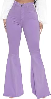 Women's Flare Bell Bottom Jeans Destroyed Flare Denim Pants 70s Outfits for Women