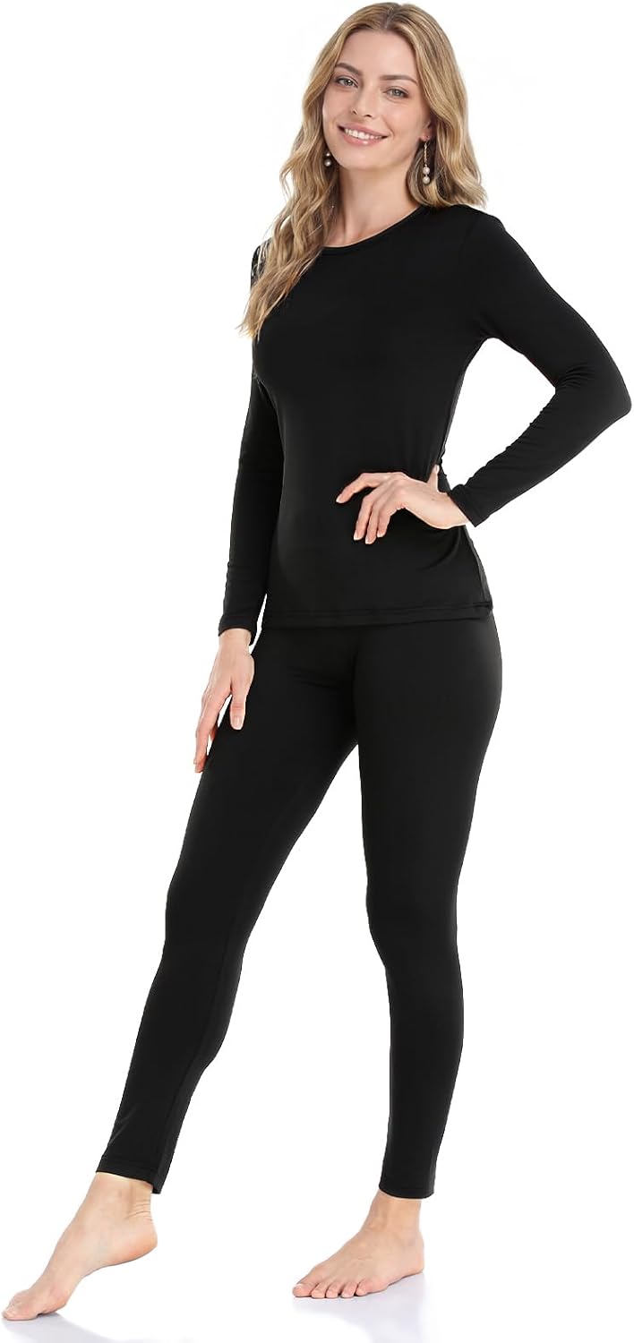 WEERTI Thermal Underwear for Women Long Johns with Fleece Lined Base Layer Women Cold Weather Top Bottom
