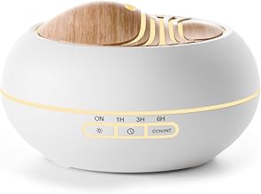 SALKING Essential Oil Diffuser, Aroma Diffuser Ambient Humidifier with 7 Colour LED Lights, Automatic Shutdown, BPA-Free, Ultrasonic Aromatherapy Diffuser with 4 Timers, 400 ml – White