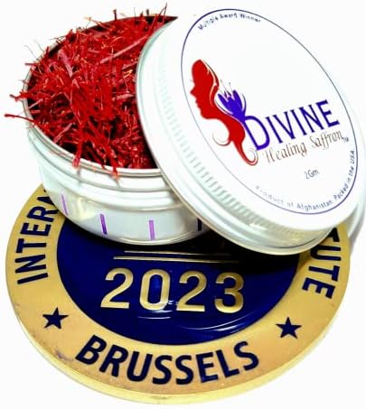 Divine Healing, Award Winner Saffron threads, Fresh Finest Pure Premium Saffron All Red threads, certified Grade A+ high limited Super Negain. Tea, Paella, Risotto, Rice, Desserts 2gm