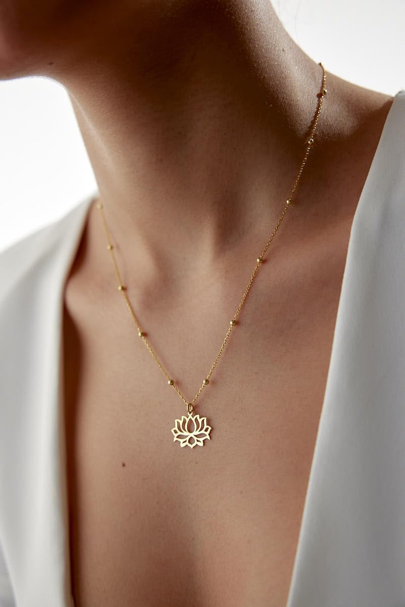 Lotus Flower Necklace. CELEBRITY FAVORITE 18K Gold plated Sterling Silver Minimal and Trendy Jewelry for the perfect GIFT of love - Image 8