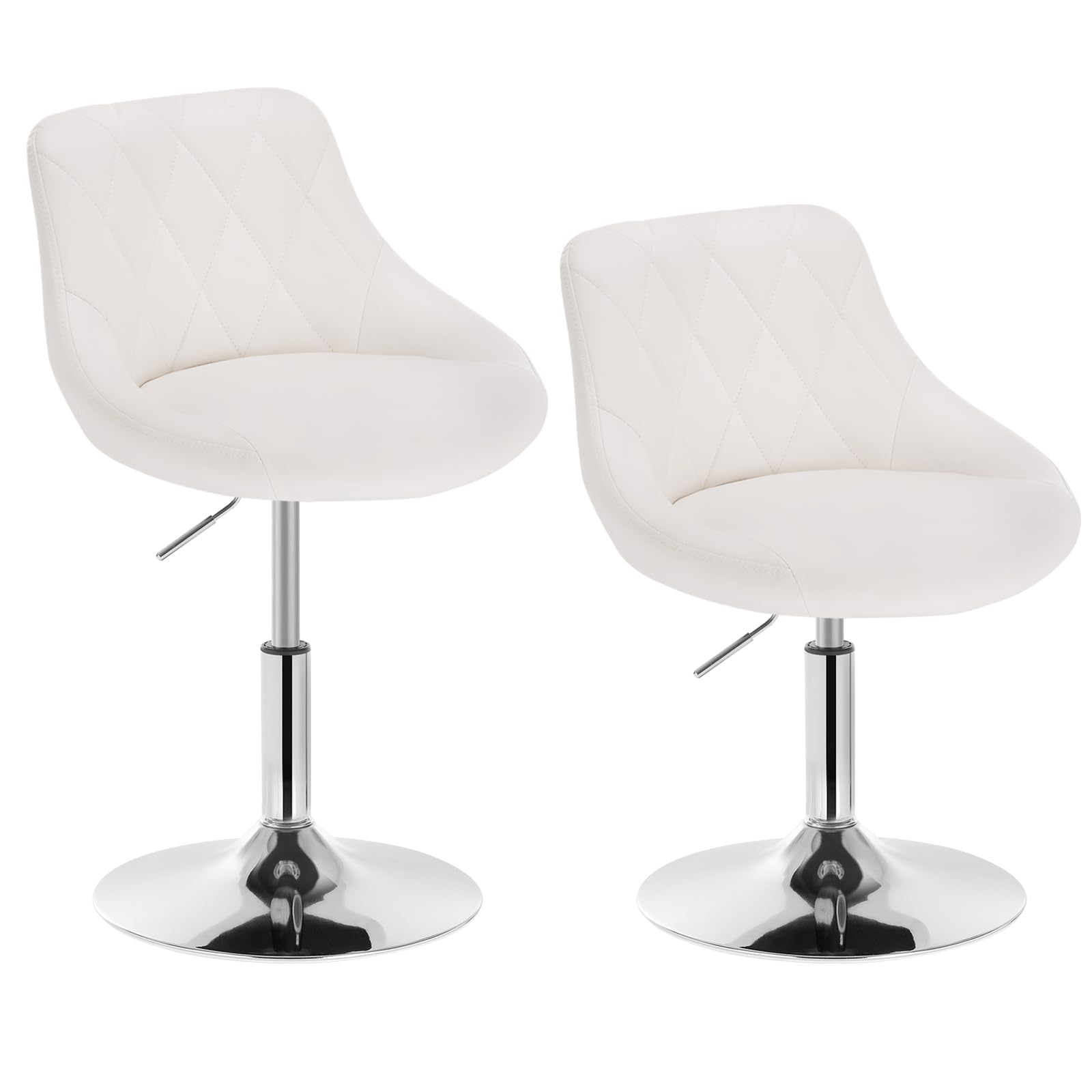 WOLTU Lot de 2 Tabouret de Bar Pivotant et Réglable en Hauteur de 42-58cm, Tabouret de Bistrot en Velours avec Structure Métallique, Blanc, BH241ws-2