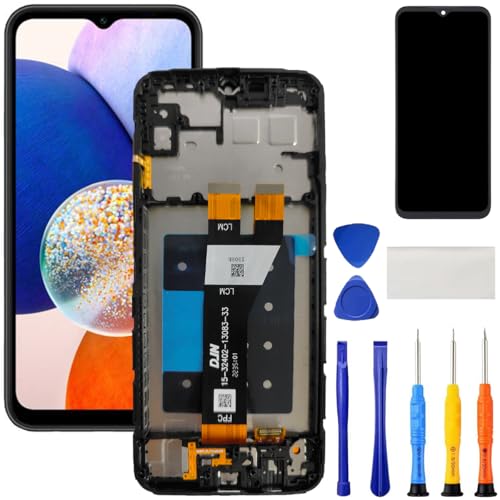 for Samsung A14 5G Screen Replacement with Frame for Samsung Galaxy A14 a146u s146vl a146a a146w LCD Display Touch digitizer Screen Assembly Part with Repair Kits 6.6 inch Black