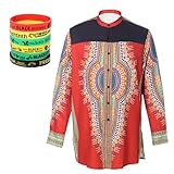 Joyesplay African Dashiki Shirt for Men Long Sleeve Button Down Shirt Nigerian Clothes Tribal Top Shirt Men's Ethnic (Classic, XL)