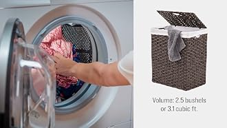 Seville Classics Premium Handwoven Portable Laundry Bin Basket with Carrying Handles, Household Storage for Clothes, Linens, Sheets, Mocha Brown, Rectangular Hamper