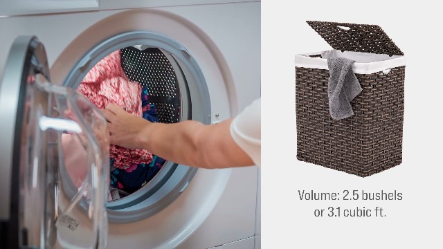 Seville Classics Premium Handwoven Portable Laundry Bin Basket with Carrying Handles, Household Storage for Clothes, Linens, Sheets, Mocha Brown, Rectangular Hamper