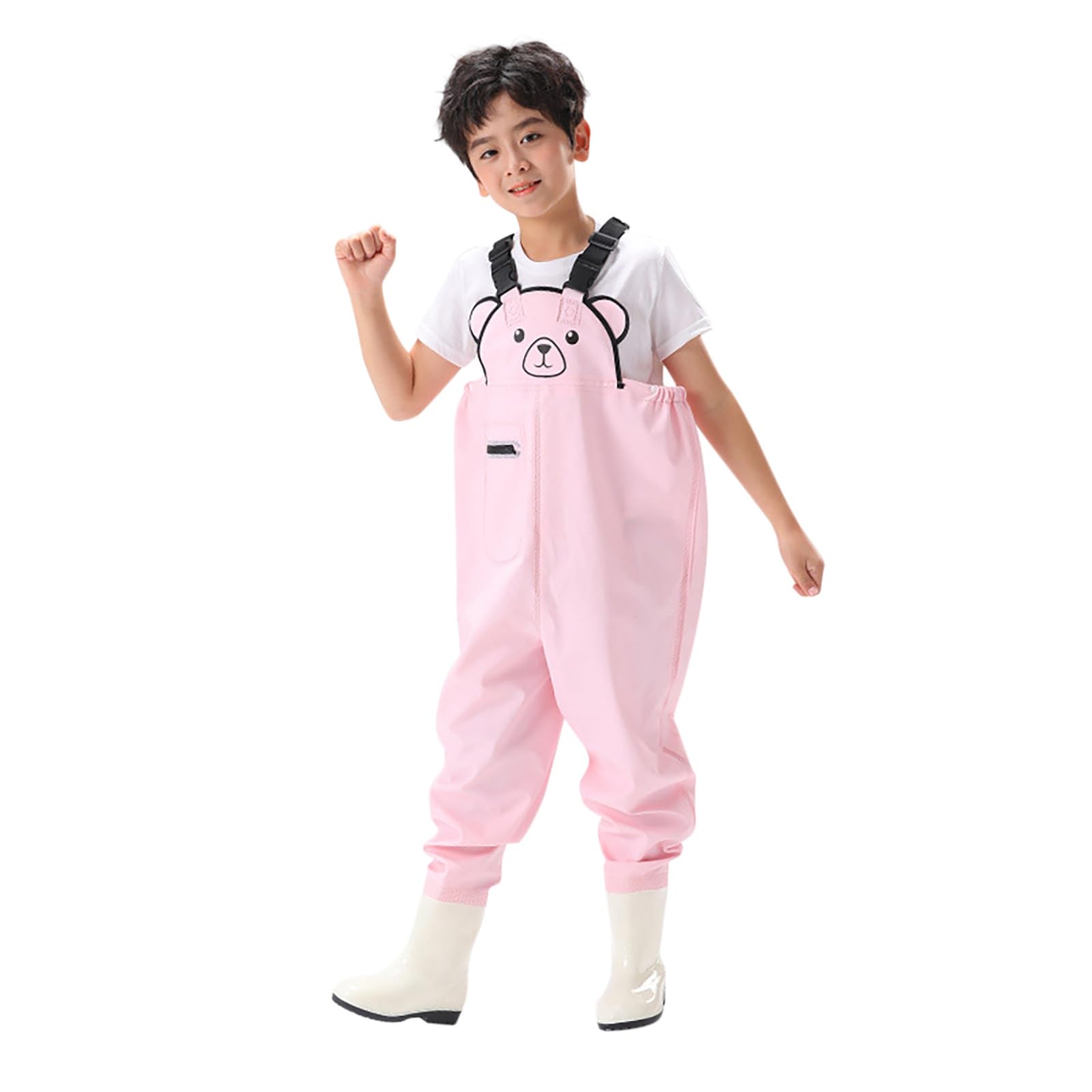 Pantalones de agua para niños, de una pieza, impermeables, para pesca, playa, juego de agua, O rosa., 29