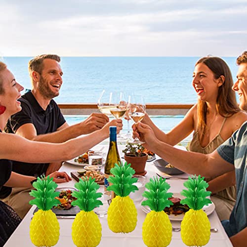 Kidzvefun Luau Party Decoration, 6 Pack 14" Pineapple Honeycomb Centerpieces Tissue Paper Table Hanging Decorations For Tropical Hawaiian Jungle Party (Pineapple 14Inch 6Pack) #TOP1