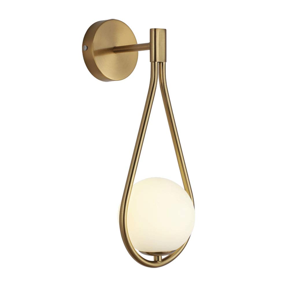 Nordic Wall Light Creative Metal Water Droplets Sconces Lamp Modern G9 Socket Glass Shade Bedroom Wall Lighting Fixture for Living Room Hallway Golden [Energy Class A+]