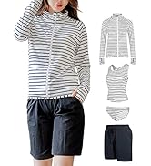 Amazon ラッシュ ガード レディース 水着 体型カバー 長袖 タンクトップ 水着 女性 かわいい ママ水着 おしゃれ Uvカット タンキニ水着４点セット 2 ネイビー ホワイトストライプ M 9号 タンキニ 通販