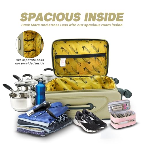 Image of AMERICAN TRAVELLER Embossed Trolley Bag | Lock & Telescopic Handle | Cabin, Medium, Large, 18% Expandable, 360 Dual Disc Spinner Wheels, Lock & Telescopic Handle