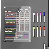 Neatsure Acrylic Magnetic Chore Chart for Fridge, Clear Dry Erase Chores Chart for Refrigerator, Responsibility Reward Planning Board for Teens Family, w/ 8 Colors Markers, 12