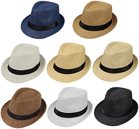 Lyguy Baby Hat, Children Kids Summer Beach Straw Hat Jazz Panama Trilby Fedora Hat Gangster Cap Outdoor Breathable Hats Girls Boys Sunhat A