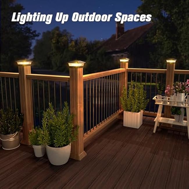 Solar Post Cap Lights Fence Post Lights Deck Post Lights Warm/Cool White Black Fit 4x4