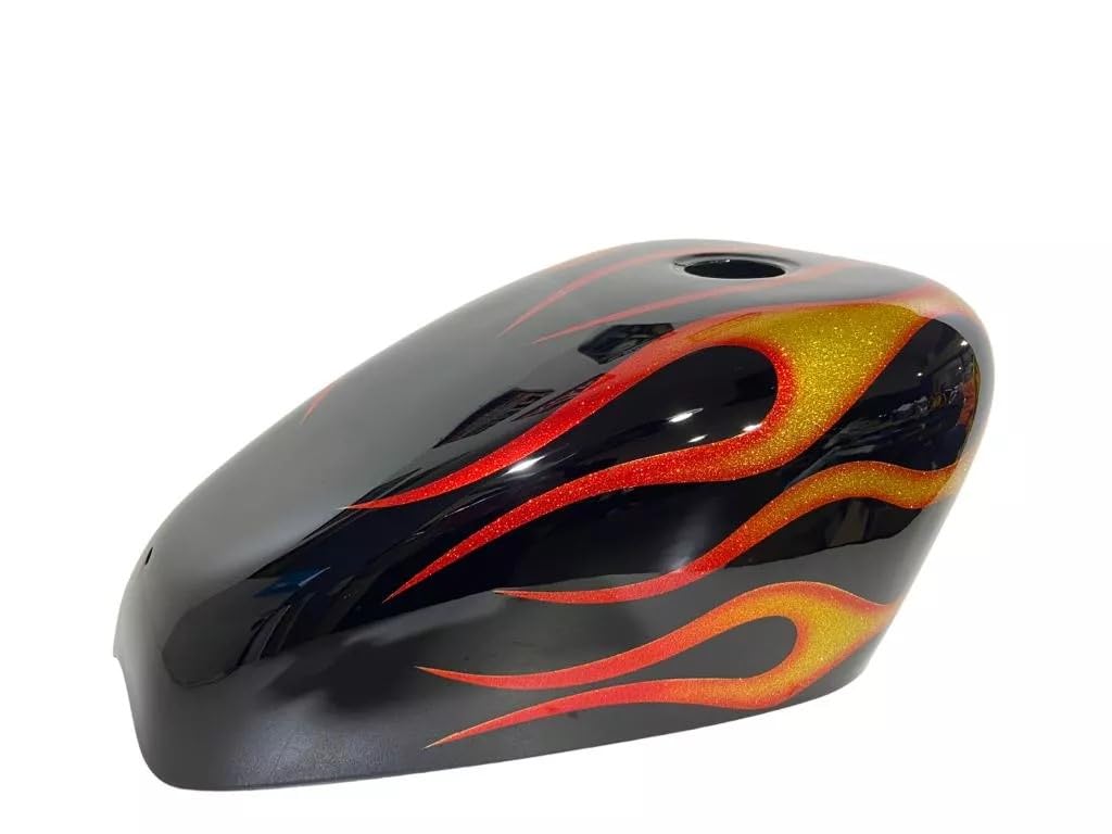 Motorcycle Gas Tank Cover Bright Flames Simonkustom, Choose Your Bike Model! (Glossy, Softail FXBB Streetbob 18/23)