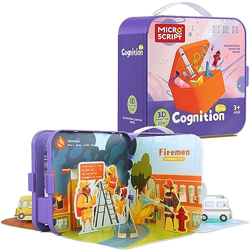 SOURRI Kids Toys for Boys Girls Age 3 up, 3D Puzzles Occupation for Kids Cognition Box, 4 Scenes in One Box, DIY Crafts Kit Gift for Children