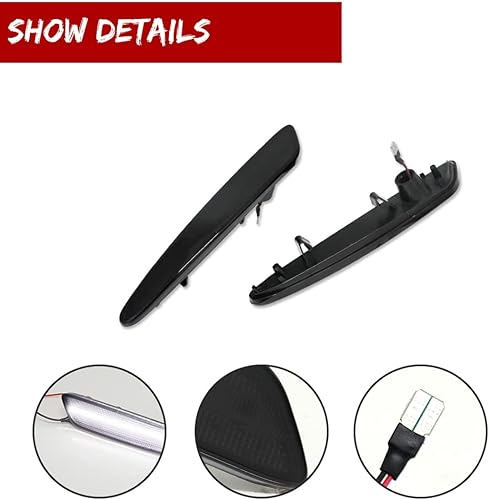 Miniatura 3 de KENRTIR Para Chevy Corvette C6 2005 2006 2007 2008 2009 2010 2011 2012 2013 luz de marcador lateral frontal lente ahumada LED blanco