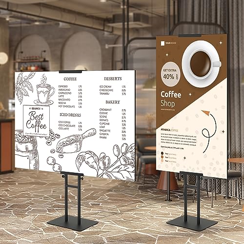 VEVOR Porte-Affiche 10-190,5 mm Hauteur Réglable Présentoir sur Pied Double-face Panneau d'Affichage en Aluminium avec Base Métallique Stable pour Menu Information Mariage Restaurant Musée Magasin – vue 8