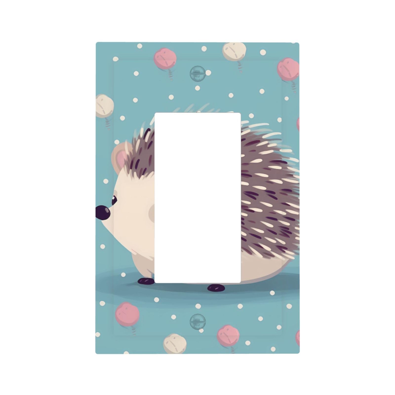 1-Gang Decorator Wall Plate Hedgehog Polkadot Light Switch Cover Single Gang Receptacle Outlet Wall Plate Mid Size 5" x 3" Wallplate Unbreakable Polycarbonate Outlet Faceplates Covers