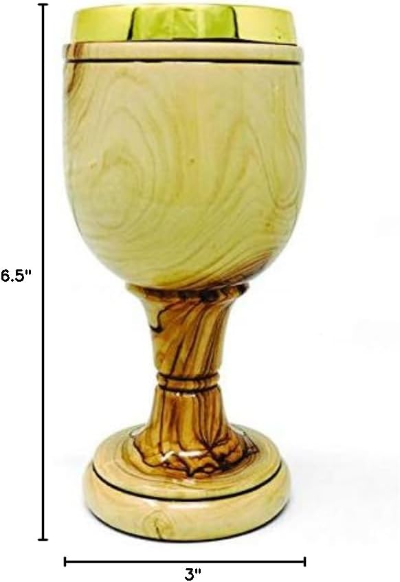 Logos Trading Post Holy Land Olive Wood Chalice - Made in Bethlehem