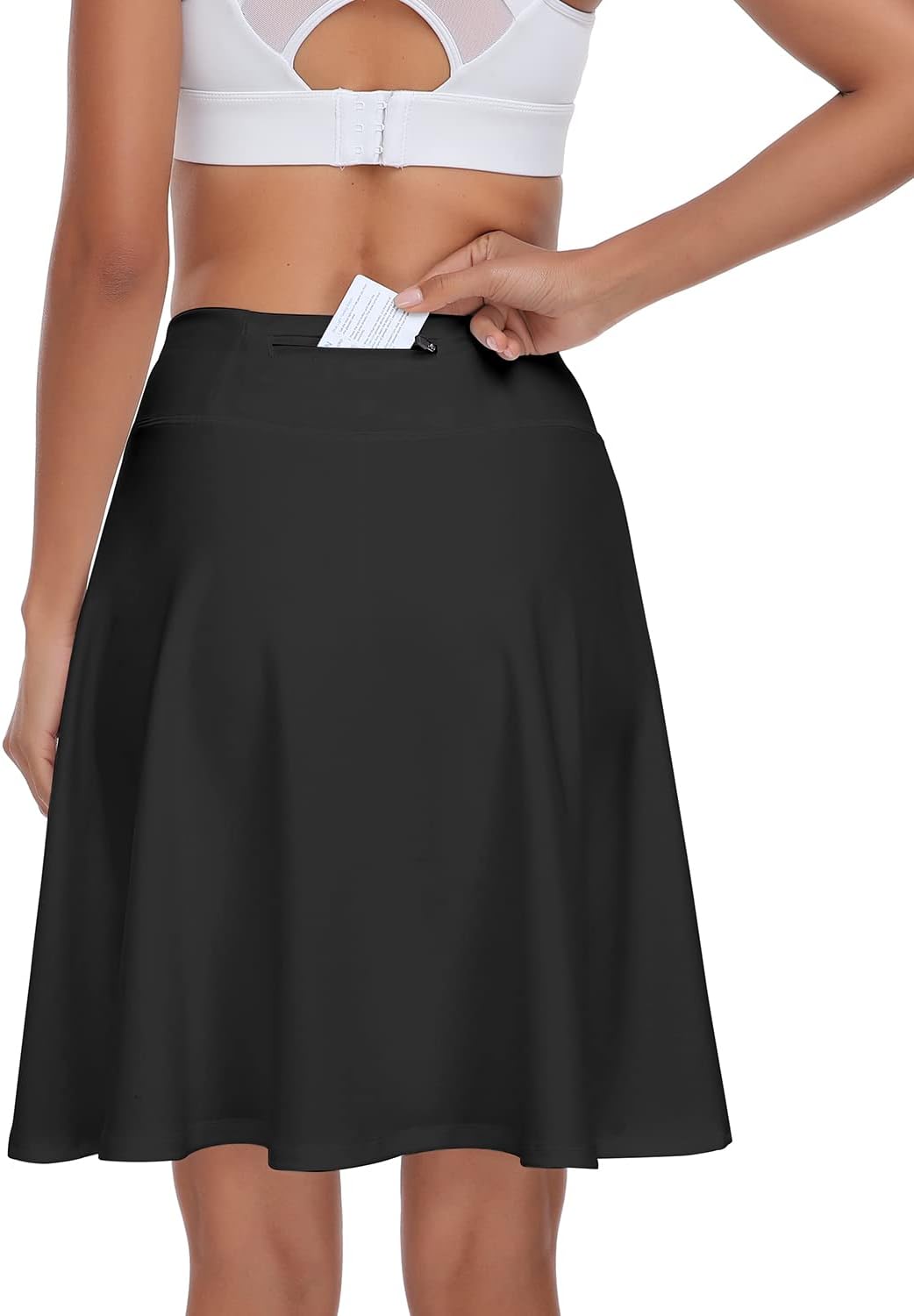 WOWENY Womens 20'' Knee Length Tennis Skirts Athletic Long Golf Skorts Skirts with Inner Shorts Pockets