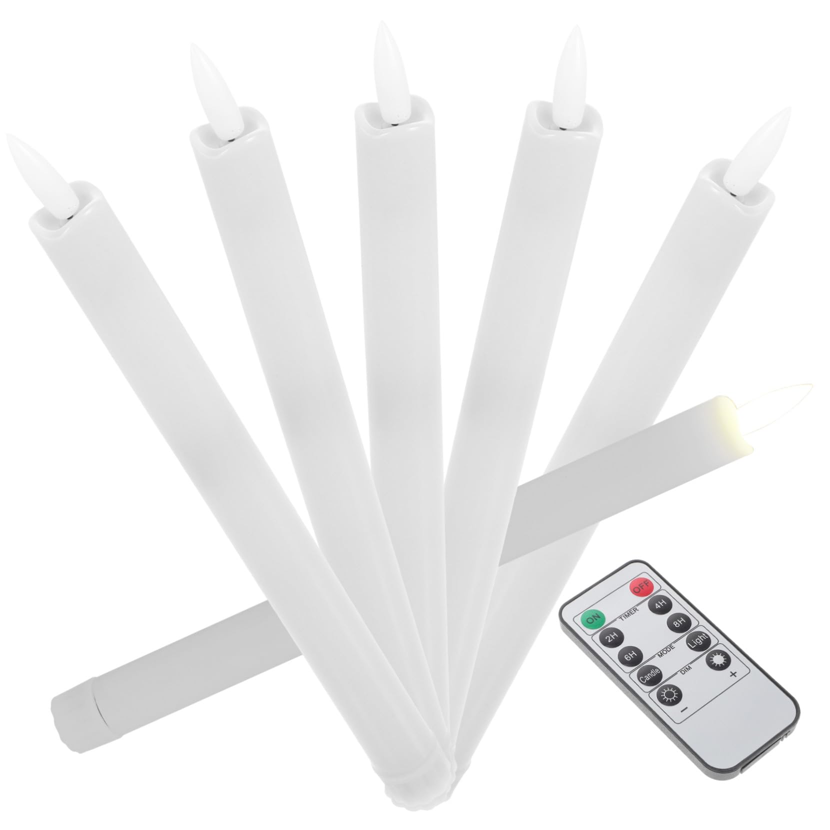 Artibetter Candele LED Elettroniche senza Fiamma 6 Pezzi con Telecomando | Bianco, Design Realistico, Pp, Batteria a Bottone Inclusa, per Tavolo e Festività