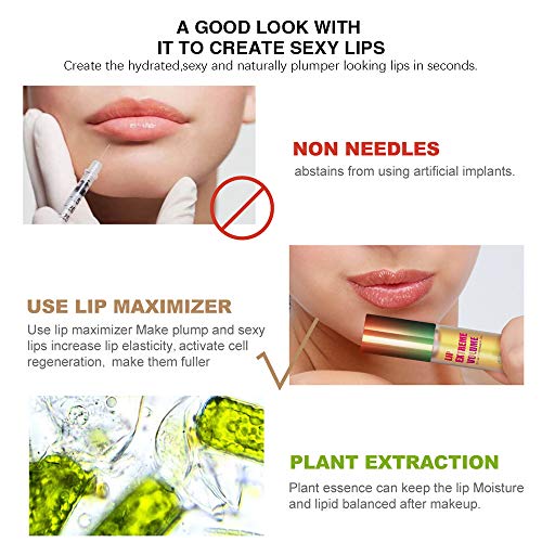 Ownest 2 Packs Lip Plumper Gloss Kit, Ginger Mint Lip Serum Plumping Lip Balm Lipstick Treatment, Enhancer for Fuller & Hydrated Lips, Makeup Moisturizes Night Lip Plumper(Light)