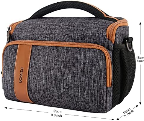 DOMISO Camera Bag Case Waterproof Anti-Shock Shoulder Bag for SLR DSLR, Grey