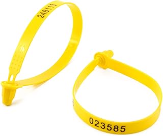 Leadseals(R) 500 Yellow Tite-Lock Plastic Tractor Truck Door Seal Tamper Proof Security Tags Numbered Safty Disposable Locks for Trailer Logistics Shipping Transport