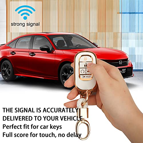 For 2022 Honda Key Fob Cover,With Gold Keychain, For Honda Accord Civic Crv Pilot Odyssey Smart Remote Key Fob Case #TOP4