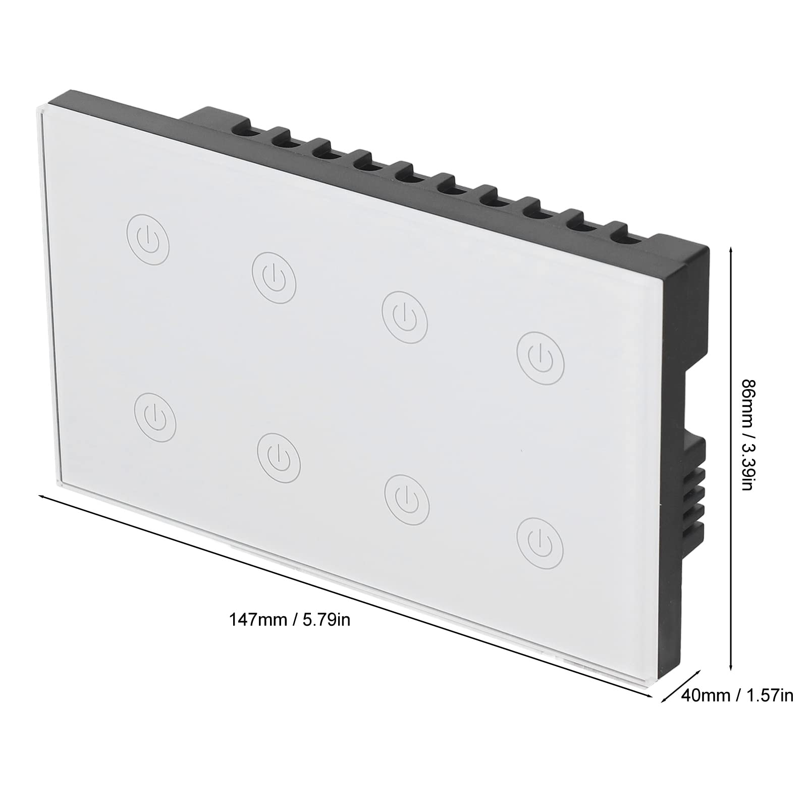 Fafeicy Interruptor de Luz Táctil Interruptor de Pared WiFi Inteligente de 8 Bandas, Compatible con Home para AC100-240V, Control Remoto a Través de la Aplicación, Programación del