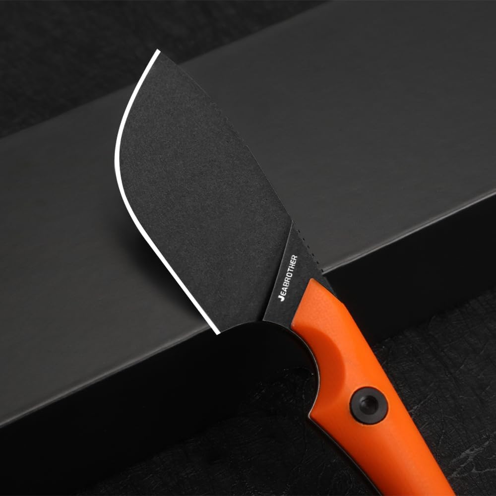 with Kydex sheath, DC53 blade fixed knife, fruit knife camping, hiking and survival (orange G10D type)