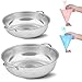 Binjor 2 szt. stal nierdzewna mikroperforowane sito zestaw z 2 uchwytami, sito kuchenne o średnicy 25 cm, sitko do makaronu, cedzak ze stali nierdzewnej, z 4 koszami, kosz na warzywa, żel krzemionkowy, kuchnia