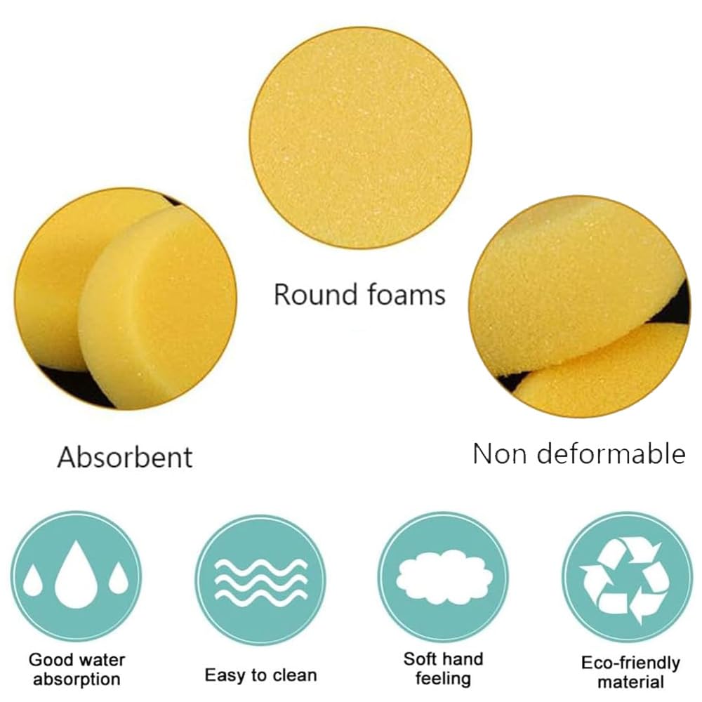 Set 25 Spugnette Da Pittura Rotonde - 7.3cm Per Tempere, Acrilici E Decorazioni - Foto 4