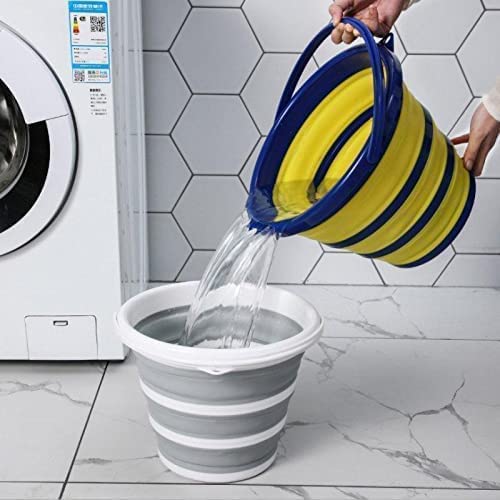GLITZEN Collapsible Bucket 10L 2.6 Gallon Cleaning Bucket Mop Bucket Folding Foldable Portable Small Plastic Water Supplies for Outdoor Garden Camping Fishing Car Wash Space Saving 3