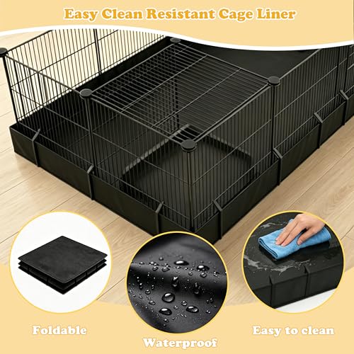 Xymoso DIY Guinea Pig Cages with Waterproof Canvas Bottom,16 Panels Small Animal Cage Pet Playpen with Door for Bunny Turtle Hedgehog,Indoor Metal Wire Yard Fence Outdoor - Image 4