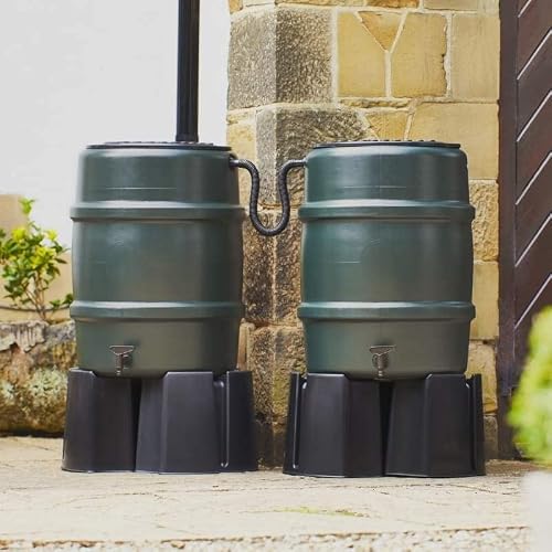 Harcostar 114 litre Water Butt Double Kit + Stand + Diverter Kit + Link Kit, Green