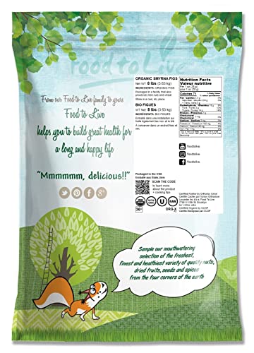 Organic Turkish Smyrna Figs, 8 Pounds – Non-Gmo, Sun-Dried, Unsulfured, No Added Sugar, Kosher, Vegan, Bulk. Soft Chewy Texture. Dried Fruit Snack. Rich In Fiber. Great For Granola, Yogurt, Smoothies. #TOP1