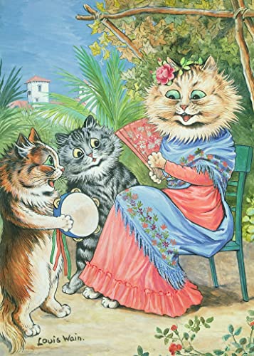 Poster maman chat Louis Wain impression toile 60x90cm déco