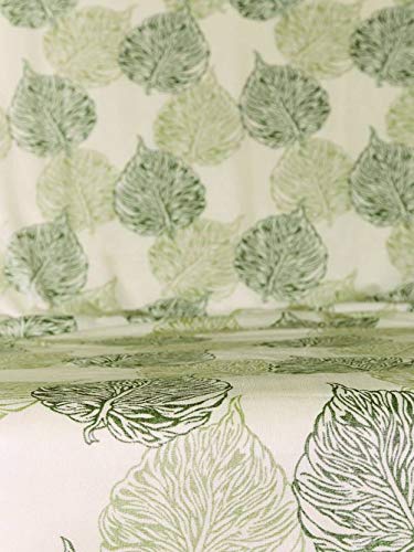 Image of Cortina Durable & Stylish Premium Leaf Design 100% Polyester Curtains - Metal Grommets - Easy Fitting Over Window - Bedroom Living Room Kids Room Hall Kitchen - 7 Feet Set of 1 - Green 2