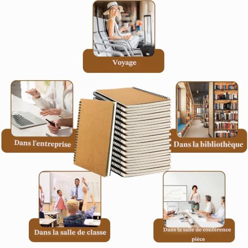 Carnet de notes A5 à spirale pour école et prise de notes 80g - 7