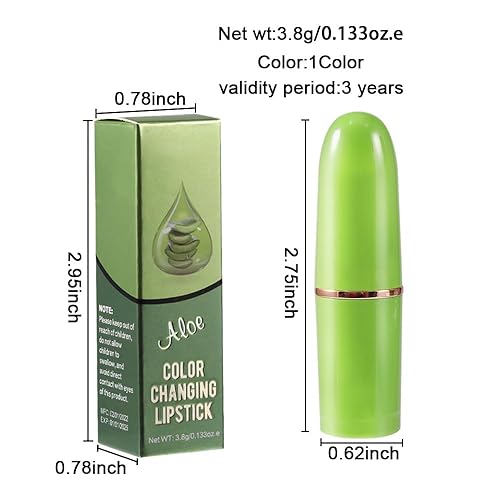 Vista 78 de BINGBRUSH - Labial que cambia de color con aloe vera, bálsamo de labios, larga duración, hidratación todo el día, cambio de temperatura, 1pc 01#Aloe