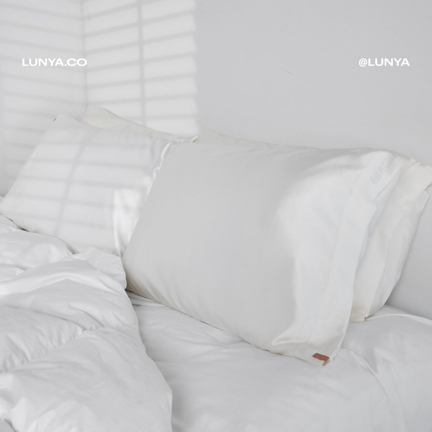 Lunya Washable Silk Pillowcase - Mulberry Silk Pillowcases for Women - Thermoregulating Silk Pillows - 'Good in Bed' Design - One Size - Tranquil White - Image 7