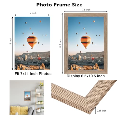 Image of JCJMY 7x11 Picture Frame Rustic Brwon for Wall Hanging or Tabletop- Wall Mounting Horizontally or Vertically, 7 x 11 Wall Gallery Poster Photo Frame for 7 by 11 Photos, Rustic Brwon
